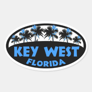 Sticker Ovale Paumes de noir bleu de Key West la Floride