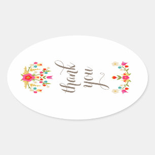 Sticker Ovale Pays Fleurs Merci Balises cadeaux