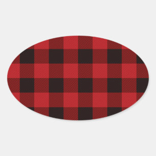 Sticker Ovale Pays rouge et noir plaid