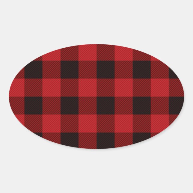 Sticker Ovale Pays rouge et noir plaid (Devant)