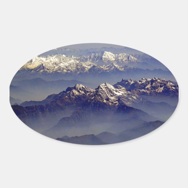 Sticker Ovale Paysage de l'Himalaya (Devant)
