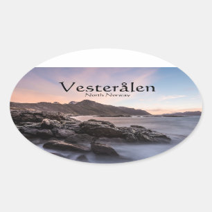Sticker Ovale Paysage marin de Vesteralen en Norvège