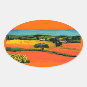 STICKER OVALE PAYSAGE TOSCANE