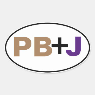 Sticker Ovale PB+J en couleur avec bordure