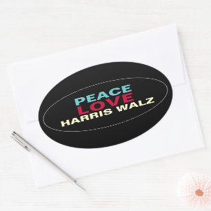 Sticker ovale PEACE LOVE HARRIS WALZ