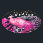 Sticker Ovale PEACOCK ÉLÉGANT EN ROSE, FUCHSIA, Merci NOIR<br><div class="desc">Design de bijoux Art Nouveau vintage.Développement graphique numérique moderne et Cool par Bulgan Lumini (c) .Facile à customiser avec votre propre texte comme une cérémonie mariage faire-part, cartes de place, sauver la date, merci, douches nuptiales, douches douces 16 anniversaires, douches fiançailles, ou à peu près tout événement que vous souhaitez!...</div>