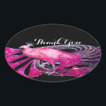 Sticker Ovale PEACOCK ÉLÉGANT EN ROSE, FUCHSIA, Merci NOIR<br><div class="desc">Design de bijoux Art Nouveau vintage.Développement graphique numérique moderne et Cool par Bulgan Lumini (c) .Facile à customiser avec votre propre texte comme une cérémonie mariage faire-part, cartes de place, sauver la date, merci, douches nuptiales, douches douces 16 anniversaires, douches fiançailles, ou à peu près tout événement que vous souhaitez!...</div>