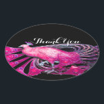 Sticker Ovale PEACOCK ÉLÉGANT EN ROSE, FUCHSIA, Merci NOIR<br><div class="desc">Design de bijoux Art Nouveau vintage.Développement graphique numérique moderne et Cool par Bulgan Lumini (c) .Facile à customiser avec votre propre texte comme une cérémonie mariage faire-part, cartes de place, sauver la date, merci, douches nuptiales, douches douces 16 anniversaires, douches fiançailles, ou à peu près tout événement que vous souhaitez!...</div>