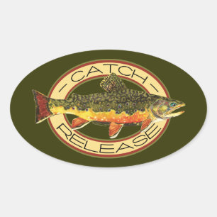 Sticker Ovale Pêche à la capture et à la décharge