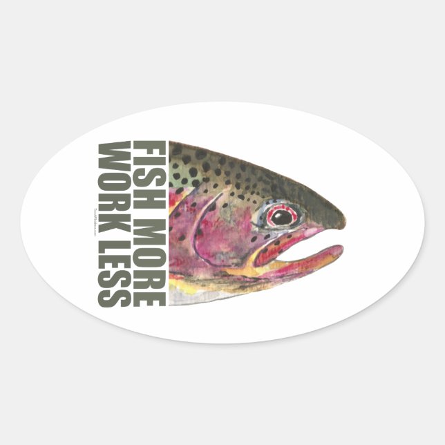 Sticker Ovale Pêche à la truite Plus (Devant)