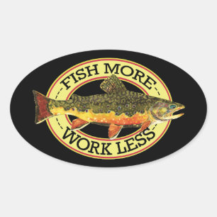 Sticker Ovale Pêcheur de mouches de truite de Brook