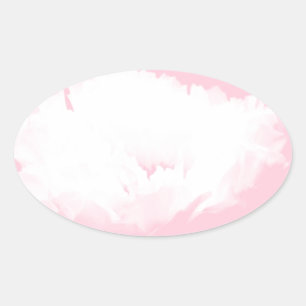 Sticker Ovale Peine blanche rose douce - Floral