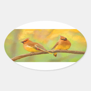 Sticker Ovale Peinture à cire de cèdre - jolie art original chie