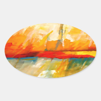 Sticker Ovale Peinture Abstraite moderne