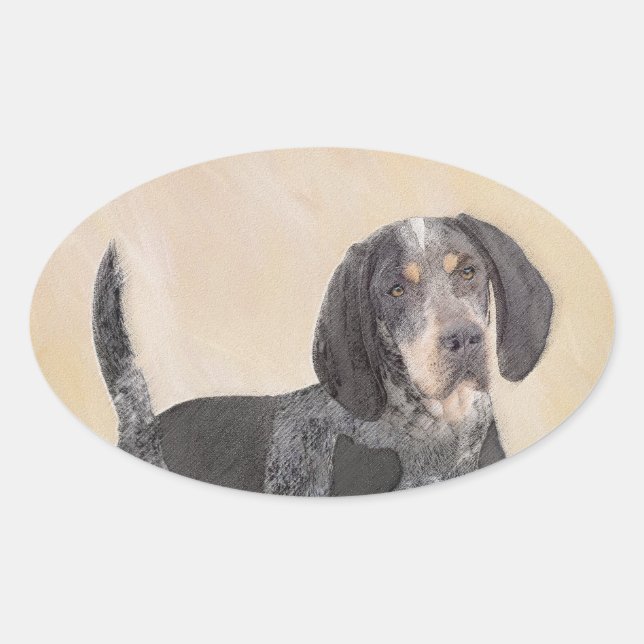 Sticker Ovale Peinture de linge bluetick - mignon chien original (Devant)