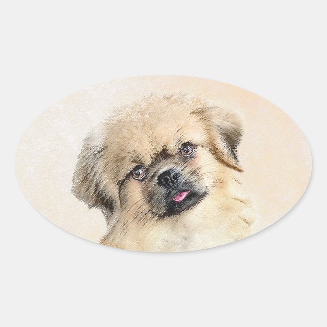 Sticker Ovale Peinture d'espagne tibétaine - jolie art original  (Devant)