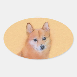 Sticker Ovale Peinture finlandaise Spitz - Jote Original Chien A