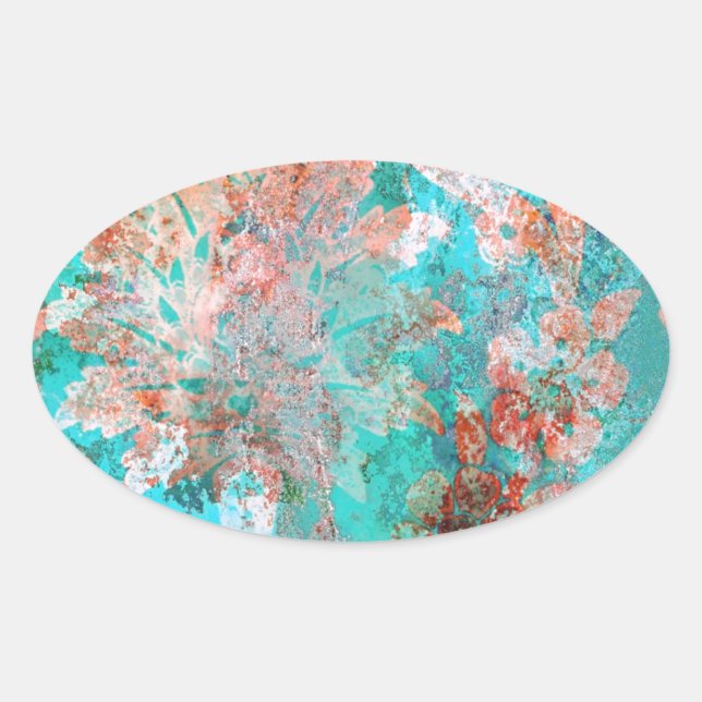 Sticker Ovale Peinture florale (Devant)