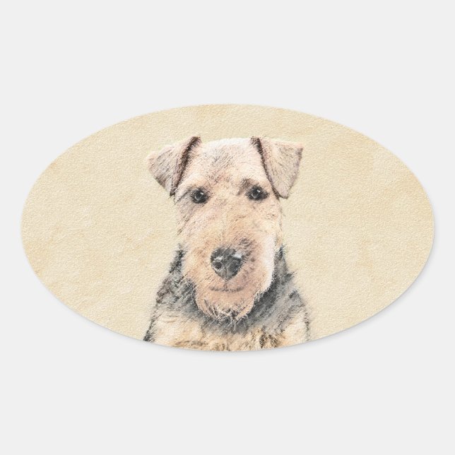 Sticker Ovale Peinture galloise Terrier - Cute Original Chien Ar (Devant)