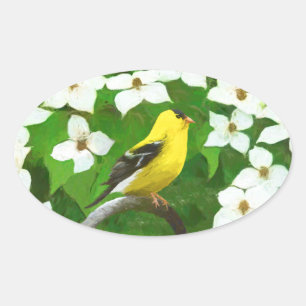 Sticker Ovale Peinture Goldfinch - Cute Original Chien Art