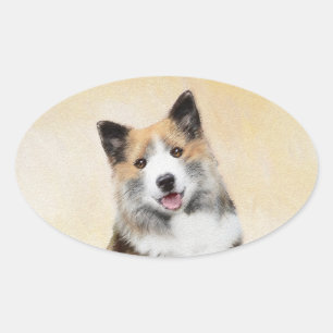 Sticker Ovale Peinture islandaise pour chien de mer - Art origin
