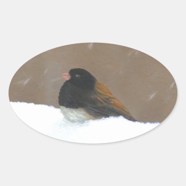 Sticker Ovale Peinture Junco foncée - Art original pour oiseaux (Devant)