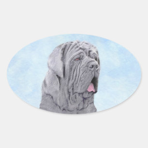 Sticker Ovale Peinture Mastiff Neopolitan - Art Chien original