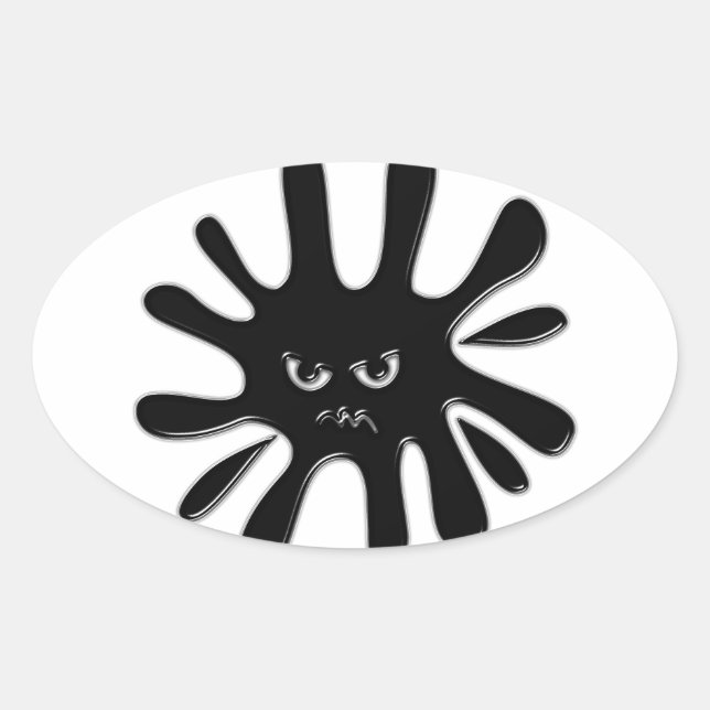 Sticker Ovale Peinture noire en colère (Devant)