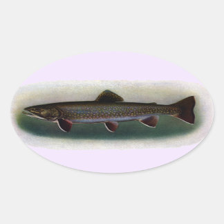 Sticker Ovale Peinture orientale de truite de ruisseau