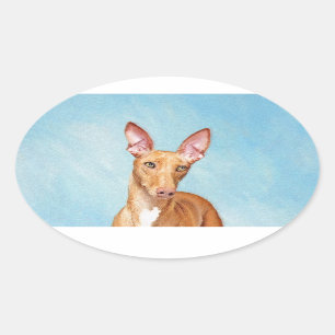 Sticker Ovale Peinture Pharaon Hound - Cute Original Chien Art