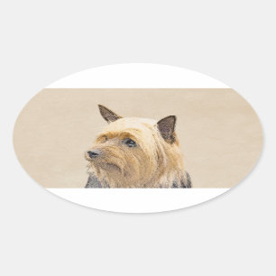 Sticker Ovale Peinture Silky Terrier - Cute Original Chien Art