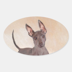 Sticker Ovale Peinture Xoloitzcuintli - Cute Original Chien Art