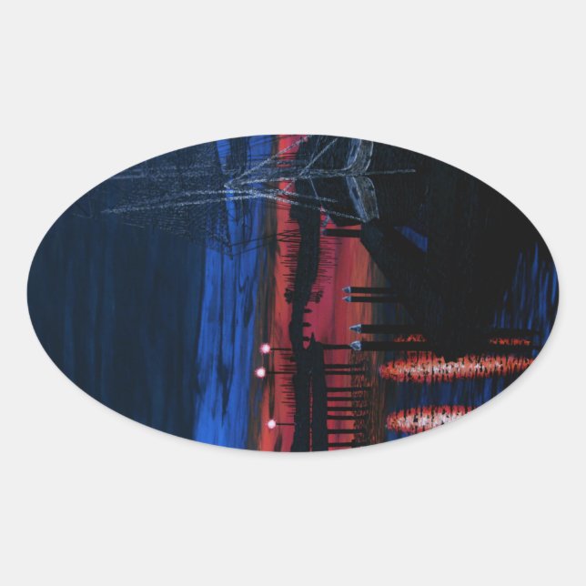 Sticker Ovale Pèlerin à l'aube point Dana (Devant)