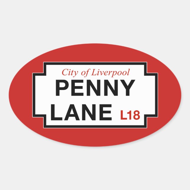 Sticker Ovale Penny Lane, panneau de rue, Liverpool, Royaume-Uni (Devant)