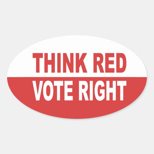 Sticker Ovale Pensez que le vote rouge est juste (Devant)