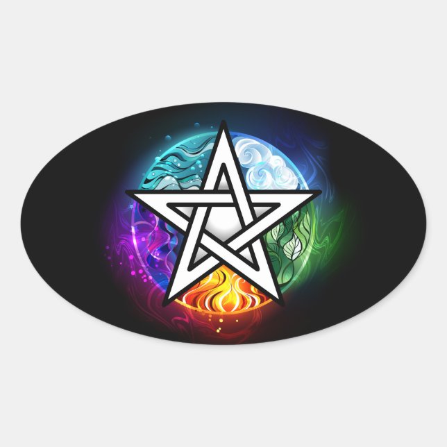 Sticker Ovale pentagramme du Wiccan (Devant)