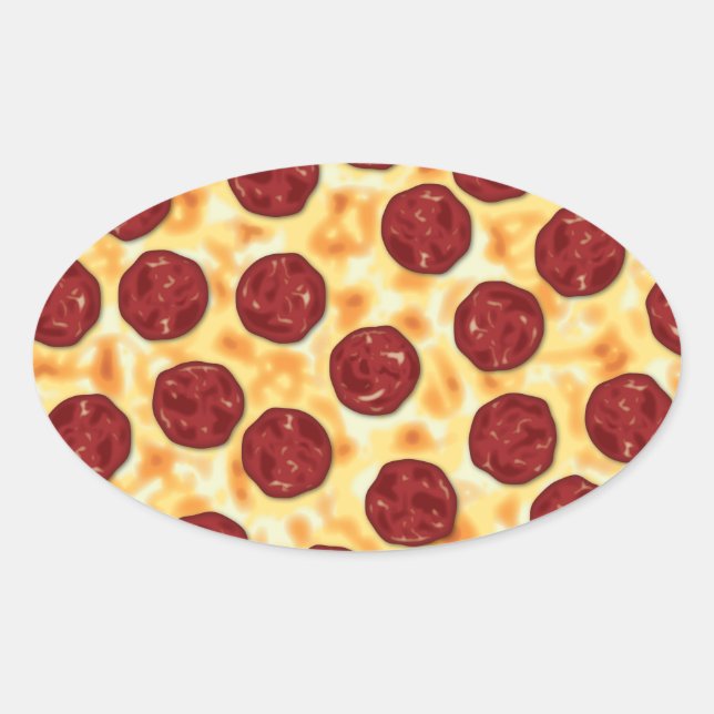 Sticker Ovale Pepperoni Pizza Motif (Devant)