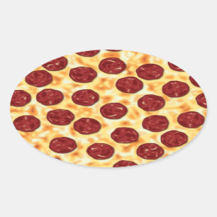Sticker Ovale Pepperoni Pizza Motif