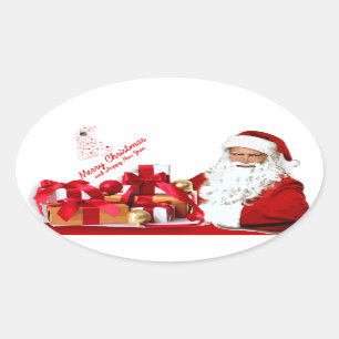 Sticker Ovale Père Noël Oval Stickers, brillant