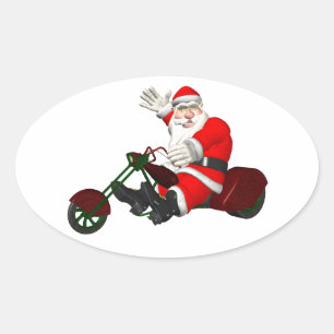 Sticker Ovale Père Noël sur trike à moteur