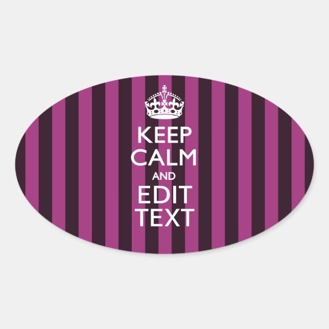 Sticker Ovale Personalisé KEEP CALM Votre texte sur Pink Fuchsia (Devant)