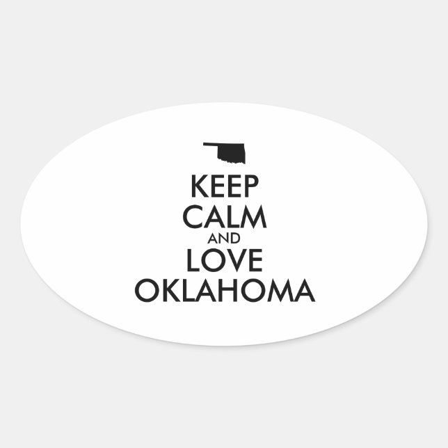 Sticker Ovale Personnalisable KEEP CALM et LOVE OKLAHOMA (Devant)