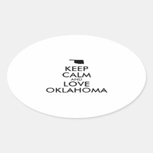 Sticker Ovale Personnalisable KEEP CALM et LOVE OKLAHOMA