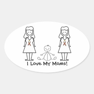 Sticker Ovale Personnalisable LGBT 2 Moms & Baby