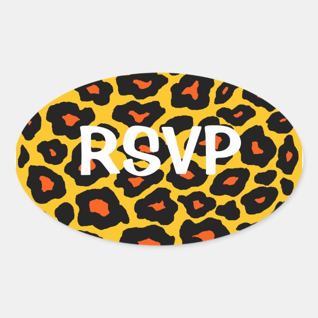 Sticker Ovale Personnalisable Pop Leopard (Devant)