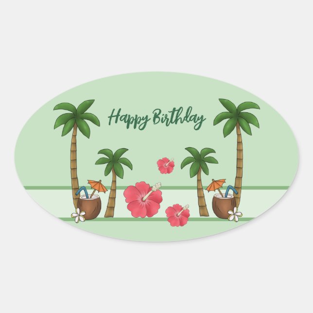 Sticker Ovale Personnalisation d'Hawaï (Devant)