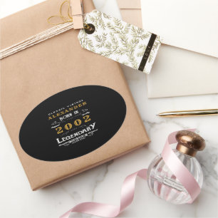 Sticker Ovale Personnalisé 21e anniversaire 2002 Ajouter un nom