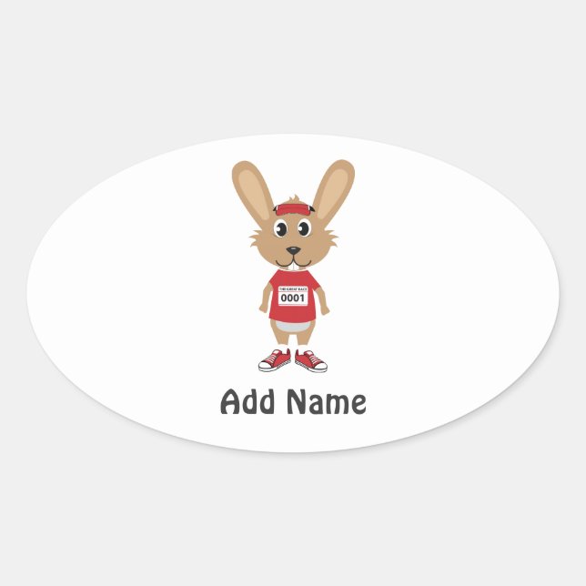 Sticker Ovale Personnaliser Courir Bunny (Devant)