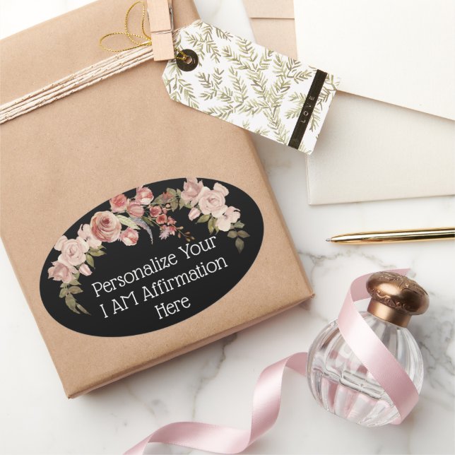Sticker Ovale Personnaliser Je Suis Affirmation Floral Chrétien (Cadeaux)