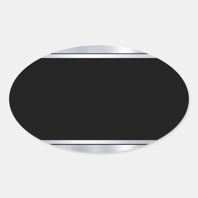 Sticker Ovale Personnaliser modèle vierge Faux argent noir (Devant)
